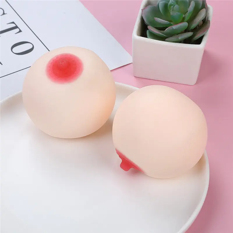 Breast ball with PVA squeeze stress relief toy